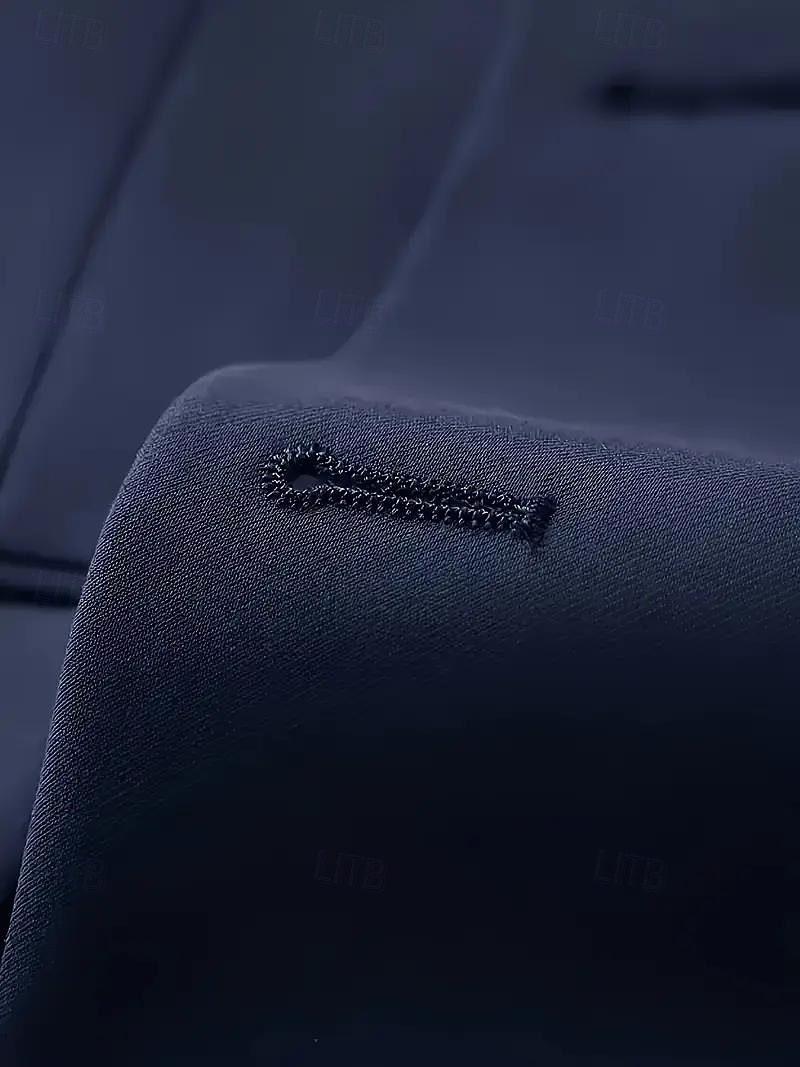 Heren Bruiloft Trouwpakken Ingesneden revers Zwart Bordeaux Jurken Effen Standaard pasvorm 3-delige set Enkele rij knopen met twee knopen 2025 - $129.99 –P5