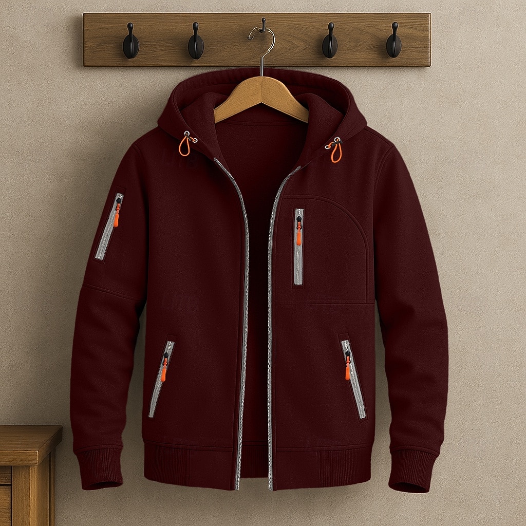 Per uomo Felpa con cappuccio Felpa con cappuccio a zip intera Felpa con cappuccio in pile Felpa con cappuccio foderata in pile Rosso bordeaux Nero Bianco Blu marino Blu Reale Con Cappuccio Semplice del 2025 a $23.99 –P3