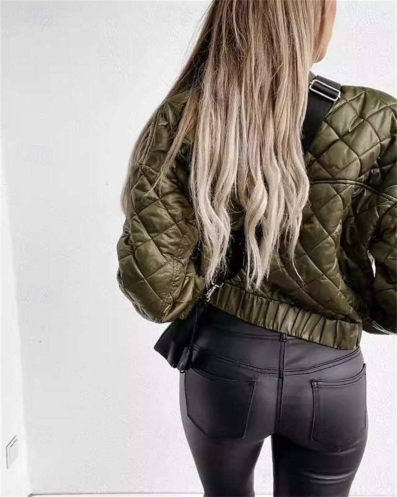 Per donna Giacca imbottita Giacca Casual Caldo Confortevole Cerniera Tasca Moda All'aperto Semplice Uscire Weekend Cerniera Regolare Collo alla coreana Vestibilità regolare Manica Lunga Capispalla del 2025 a $26.99 –P6