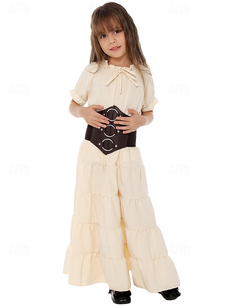 Retro Vintage Mittelalterlich Renaissance Taillengürtel Tunikakleid Pirat Wikinger Kostüm Mädchen Vikinger Seeräuber Halloween Karneval Leistung Party LARP Kinder Kleid Gürtel 2026 - $38.99 –P2