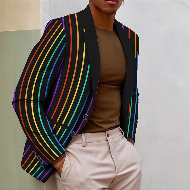 Men's Line Long Sleeve Turndown Fashion Streetwear Business Work Wear to work Going out Buttons Print 2026 - $75.99 –P1