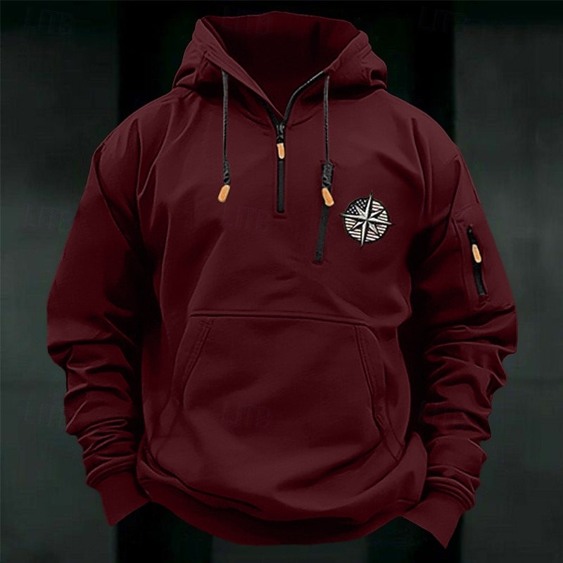 Per uomo Felpa con cappuccio Felpa con cappuccio e zip corta Felpa con cappuccio tattica Nero Verde militare Borgogna Blu marino Blu Reale Con Cappuccio Semplice Cerniera Sport & Outdoor Casuale del 2025 a $23.99 –P2