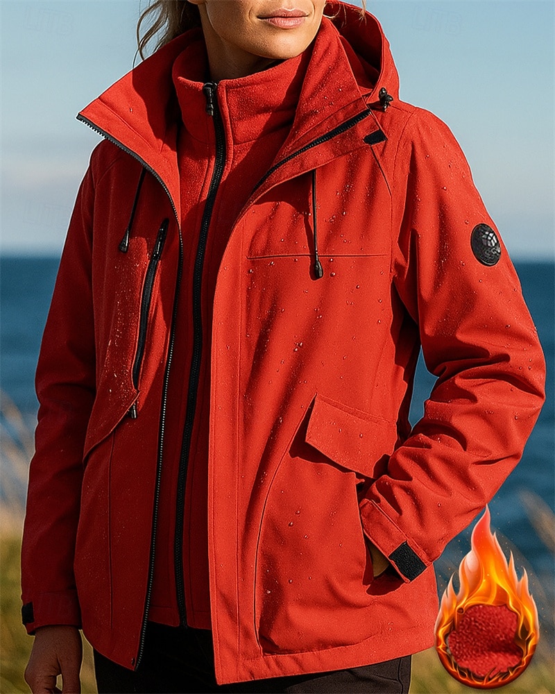 Per donna Giacca da escursionismo Giacca in Pile Giacca 3 in 1 Inverno All'aperto Impermeabile Antivento Top Nero Bianco Rosso Viola del 2025 a $63.99 –P1