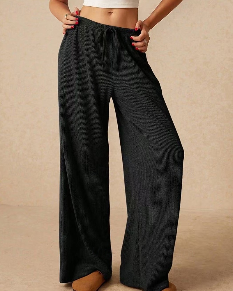 Per donna Culotte Gamba Larga Gamba larga Chinos Vacanza Vintage Streetwear Lunghezza intera Vita media Semplice Tasca Design con Coulisse Elastica Comodo Micro-elastico Alta elasticità All'aperto del 2025 a $18.99 –P14