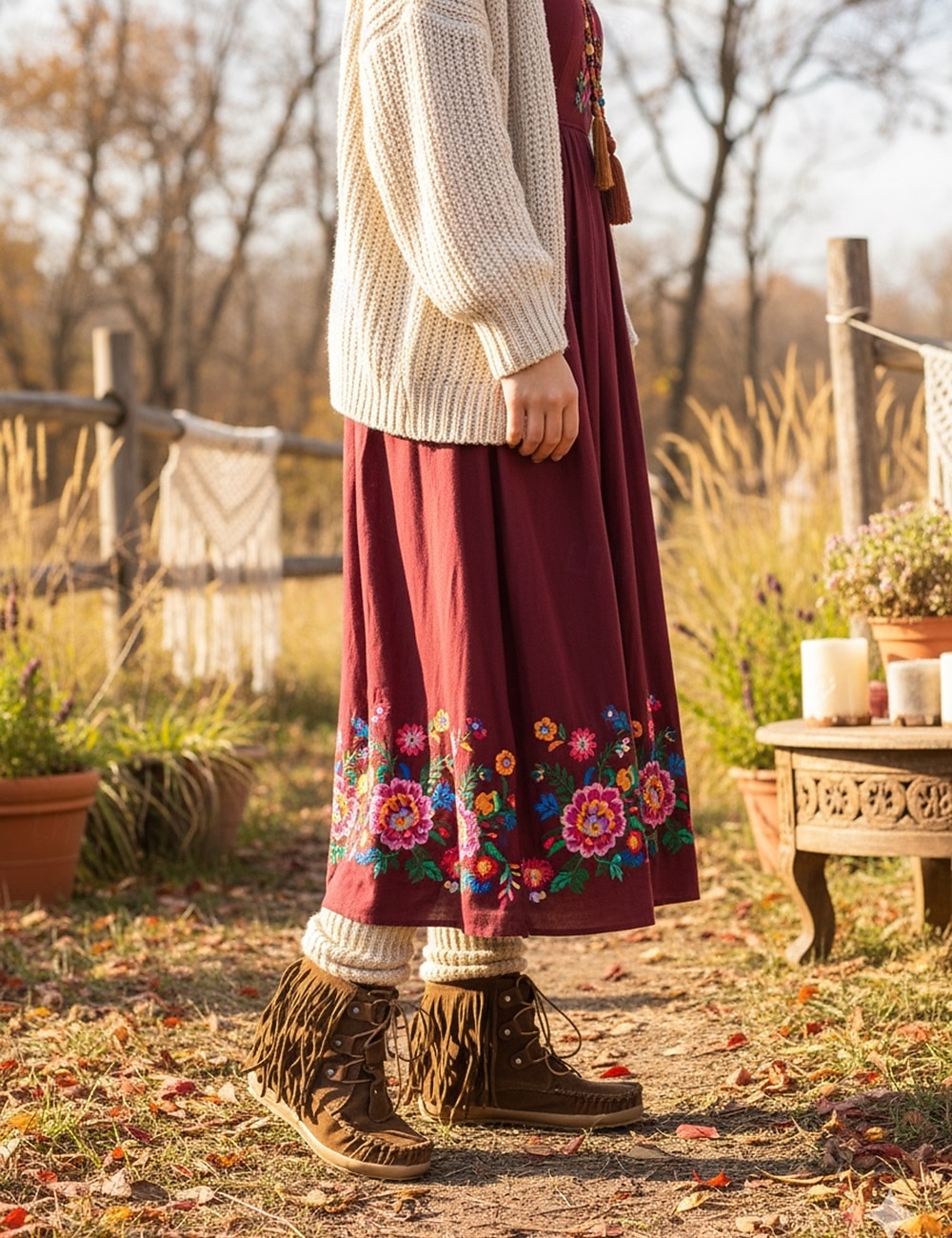 Women's Brown Fringe Moccasin Ankle Bootswith Lace-Up Design for Boho Style - Perfect for Festivals and Everyday Wear 2026 - $46.99 –P1