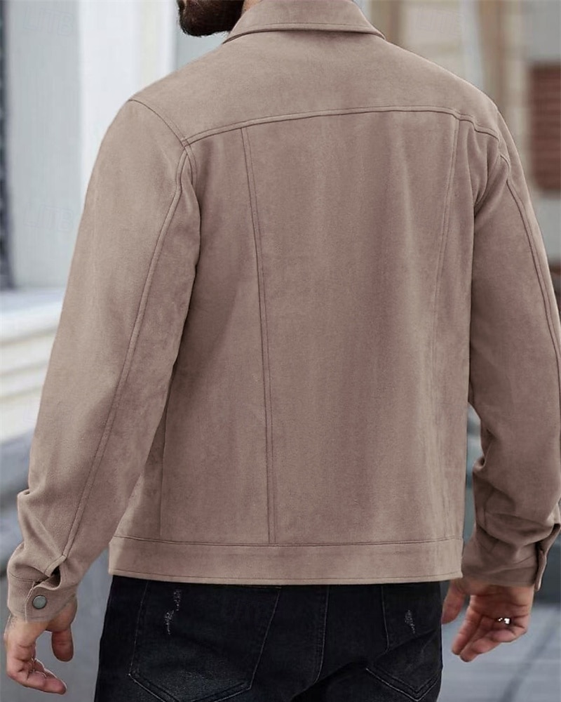 Homme Veste Légère Veste en faux suède Veste Décontractée Vacances Quotidien Respirant Avec Poches Printemps Automne Uni Mode Classique Revers Court Chameau Noir Rouge bleu marine Veste de 2025 ? $35.99 –P8