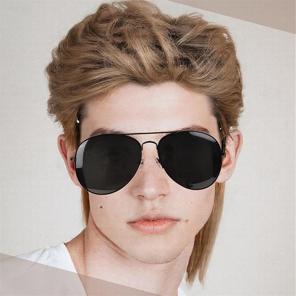 Mullet Wigs for Men Retro Cosplay Blonde Mullet Wig for Fancy Dress Include Glasses 2026 - $21.99 –P5