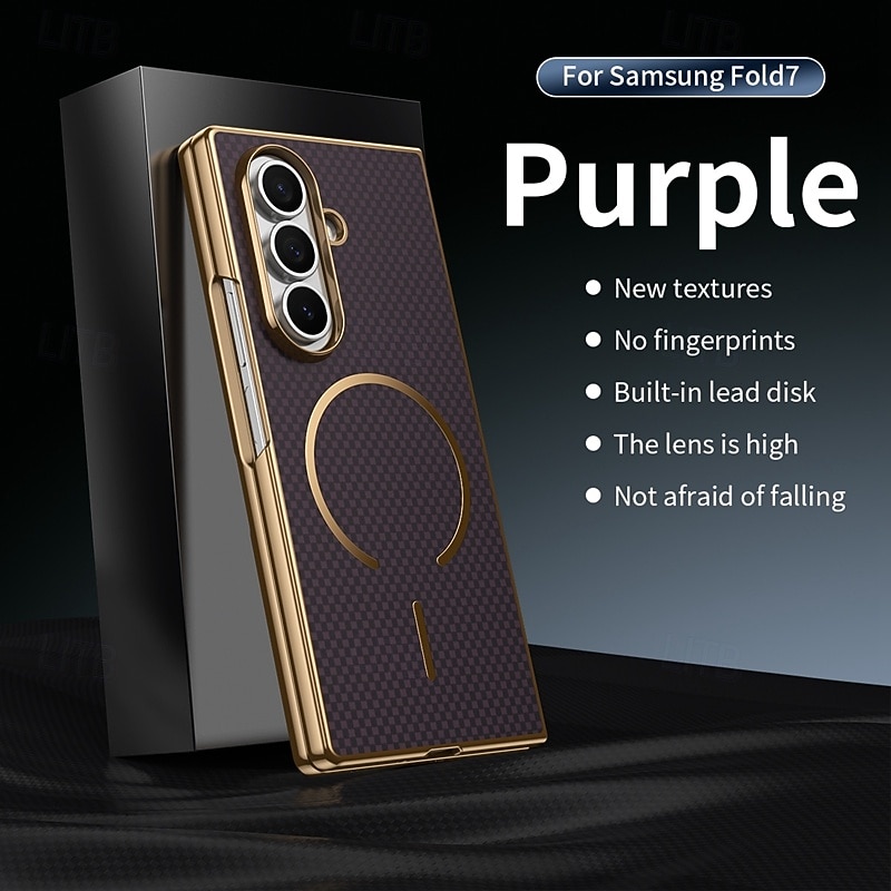Phone Case For Samsung Galaxy Z Fold 7 Z Fold 6 Z Fold 5 Z Fold 4 Z Fold 3 Back Cover with Screen Protector Magnetic Support Wireless Charging Retro Plating PC PU Leather 2025 - $17.99 –P13