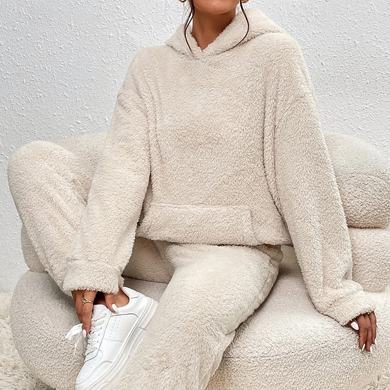 نسائي بدلة رياضية من قطعتين هودي صالة مجموعات بدلات رياضية لون سادة أطقم ملابس رياضية خريف & شتاء أسود أبيض الصالة الرياضية الخارج ركض كم طويل رياضة ألبسة رياضية مرن نسبياً عادي 2026 - $42.99 –P8