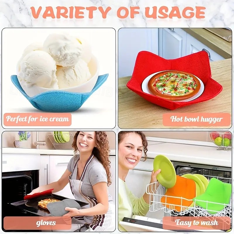 Lot de 4/8 grilles pour plats chauds allant au micro-ondes – lavables en machine, pliables, isolées, antidérapantes avec poignées, protègent les mains &table, idéale pour la soupe, accessoires de de 2025 ? $17.99 –P5