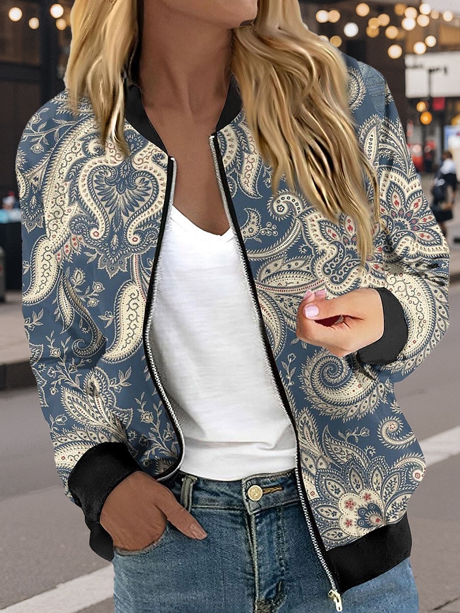 Mulheres Jaqueta casual Manter Quente Secagem Rápida Zíper Bolsos Bloco de cor Moda Diário Casual Geométrica Férias Casual Diário Curto gola de beisebol Normal Manga Longa agasalhos Vermelho Azul de 2025 por $32.99 –P2