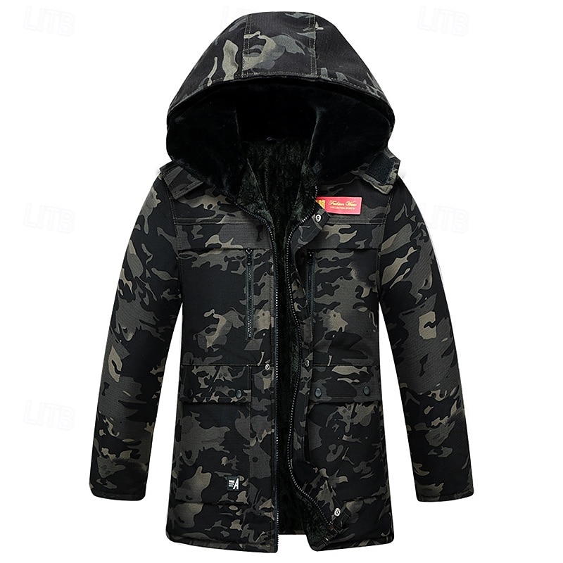 Herren Wanderjacke Fleecejacke Daunenjacke Thermo-Set Winter Draussen Tarnung Thermowarm Oberteil Armeegrün Grün Khaki 2025 - $51.99 –P11