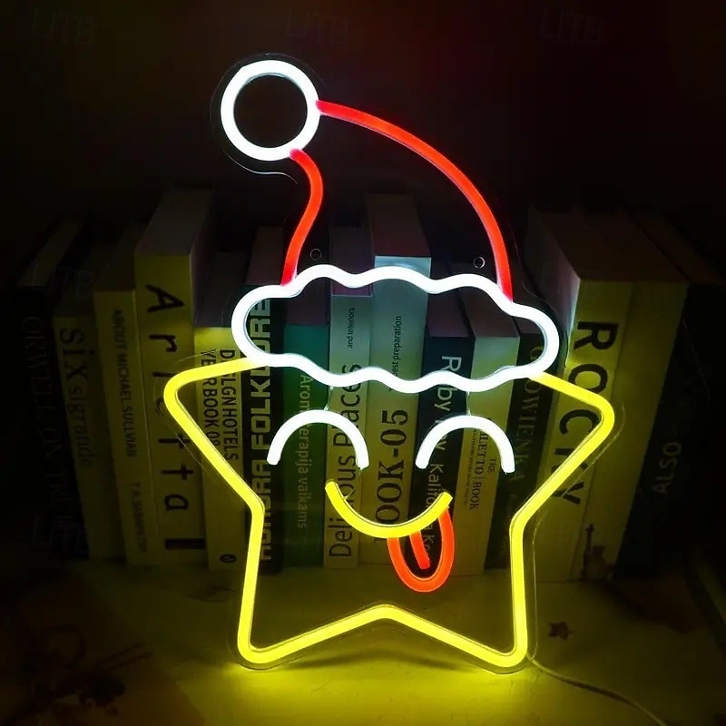 1 Pc Christmas acrylic neon wall light indoor wall Santa Claus Christmas tree snowman reindeer party atmosphere decoration light night light Usb power supply dimmable 2025 - CAD $32.99 –P7