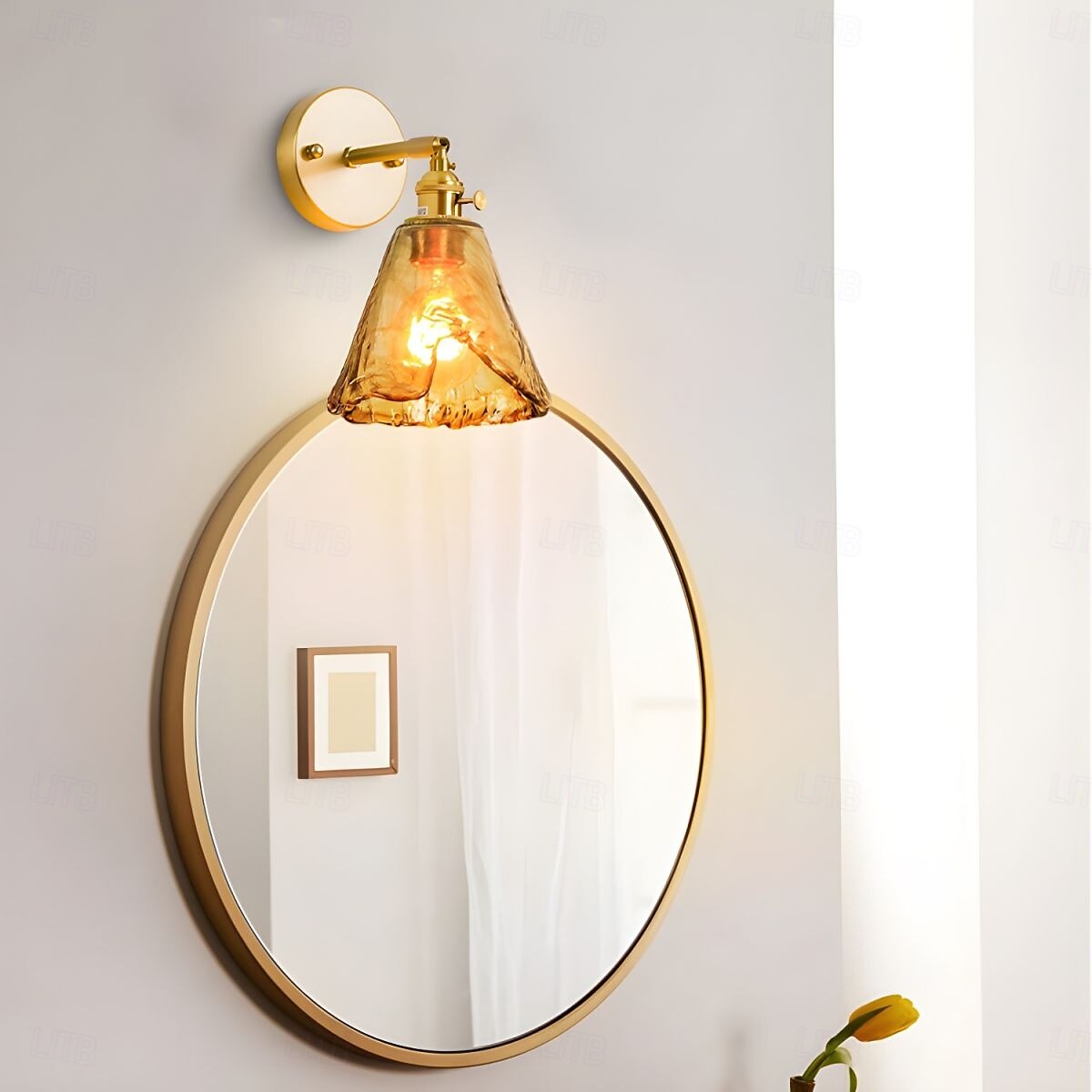 Apliques de pared de latón modernos, apliques minimalistas con pantalla de vidrio color té, lámparas de pared con ajuste de 90° hacia arriba y hacia abajo, 110-240 V 2026 - $102.97 –P8