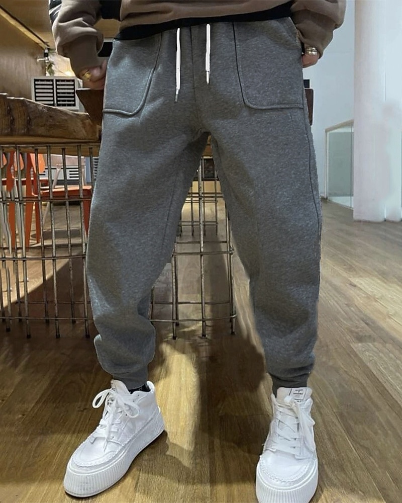 Herren Jogginghose Hose Kordelzug Tasche Elastischer Bund Einfach Komfort Sport im Freien Täglich Mode Lässig Grau Mikroelastisch 2025 - $13.99 –P1