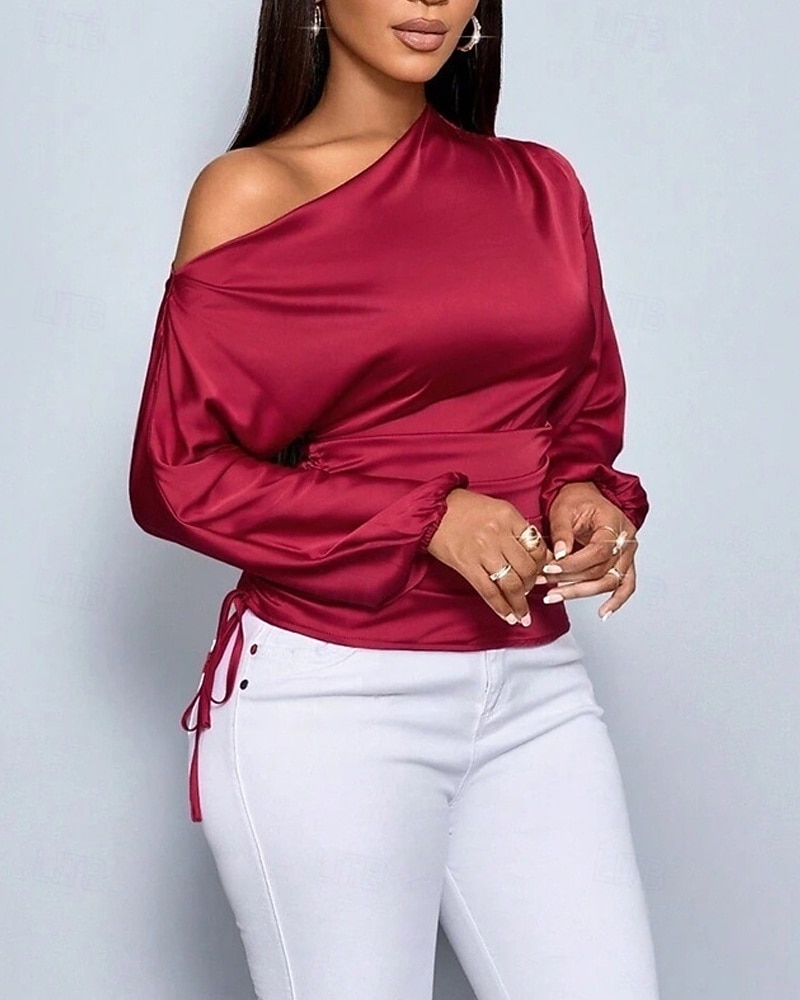 نسائي قميص أنيقة متأنق بقعة سهل أنيق كاجوال كم طويل جفاء قمصان عادية مناسب للبس اليومي مناسب للخارج غير المتماثلة أصفر وردي بلاشيهغ أحمر مشمشي الربيع الخريف 2025 - $23.99 –P7