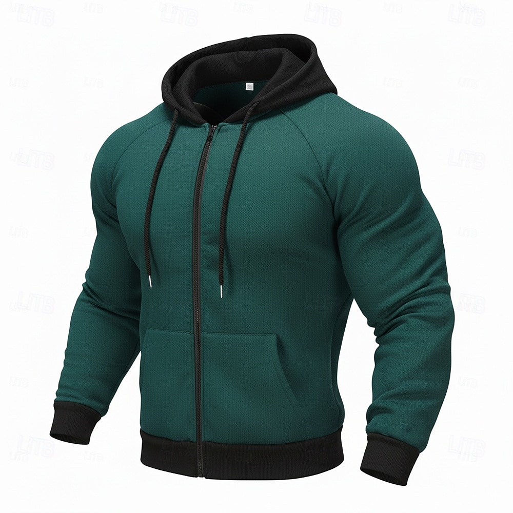 Men's Full Zip Hoodie Zip Up Hoodie Fuzzy Sherpa Fleece Hoodie Black Red Green Light Grey Dark Gray Hooded Plain Zip Up Zipper Pocket Sports & Outdoor Daily Weekend Polyester Vintage Cool Casual Fall 2026 - $28.99 –P6