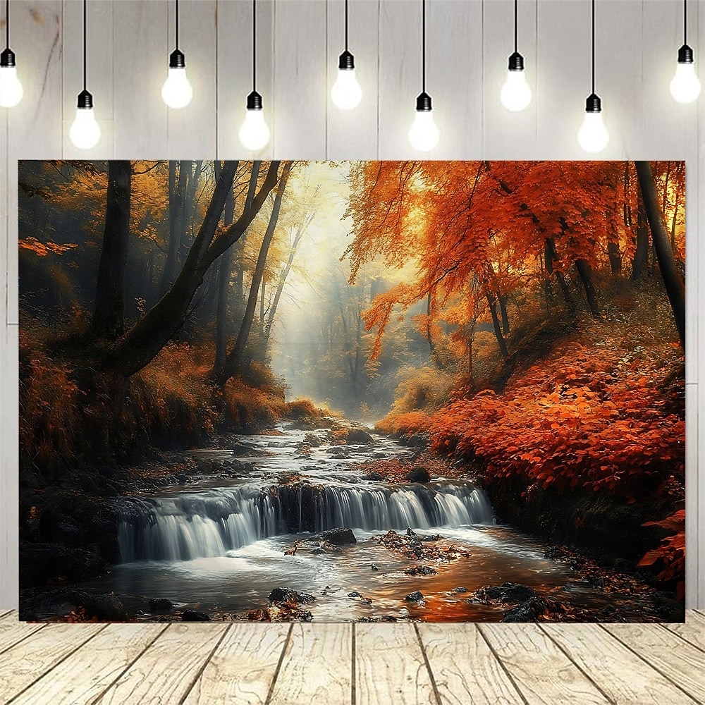 Tapiz colgante de cascada de bosque otoñal, arte de pared, gran mural escénico, decoración, manta, cortina, fondo fotográfico para el hogar, dormitorio, sala de estar, oficina, decoración de pared 2026 - $17.99 –P2