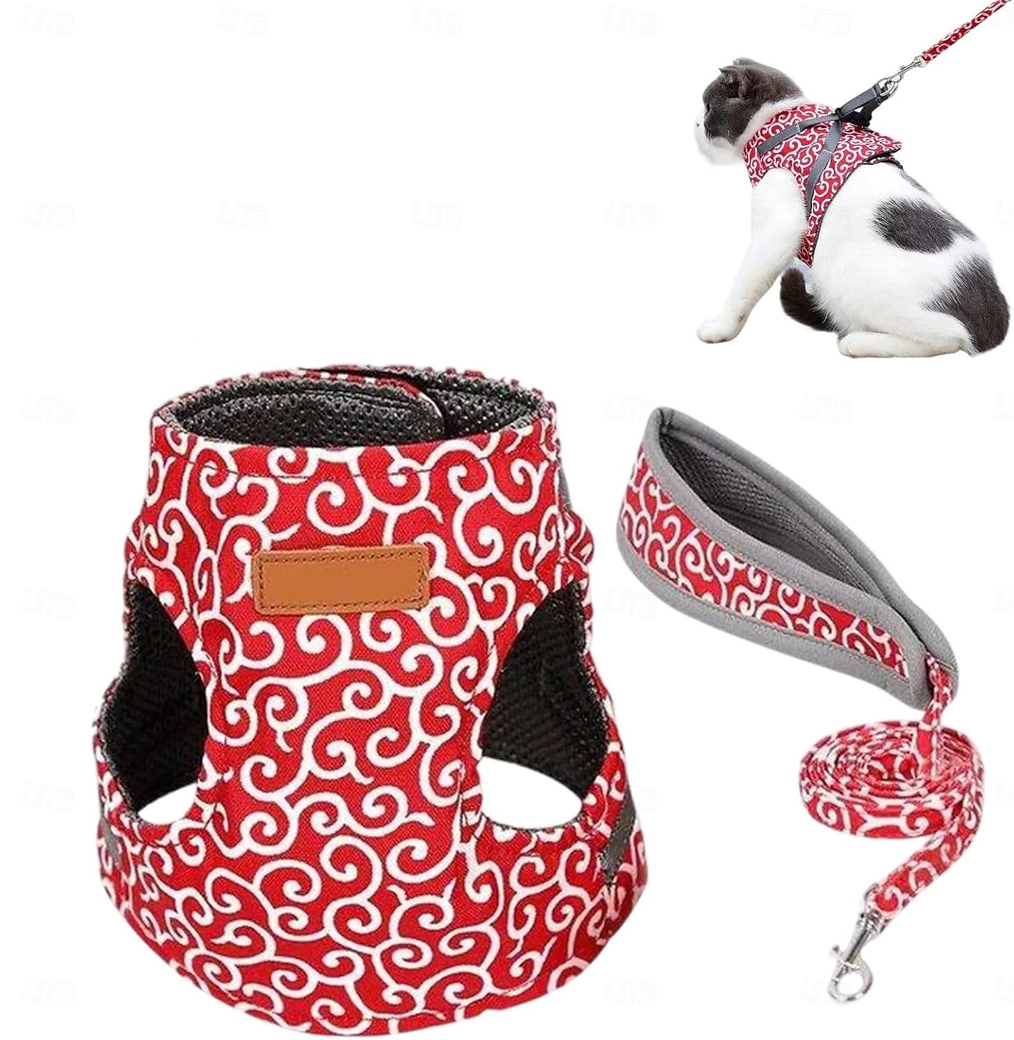 Cat Dogs Vest Harness and Leash, Anti-Break Away Chest Strap, Cats Clothes, Breathable Cat Harness Set, Escape Proof Soft Adjustable Vest Harnesses for Cats for Girl & Boy Cat Walking 2025 - $16.49 –P1