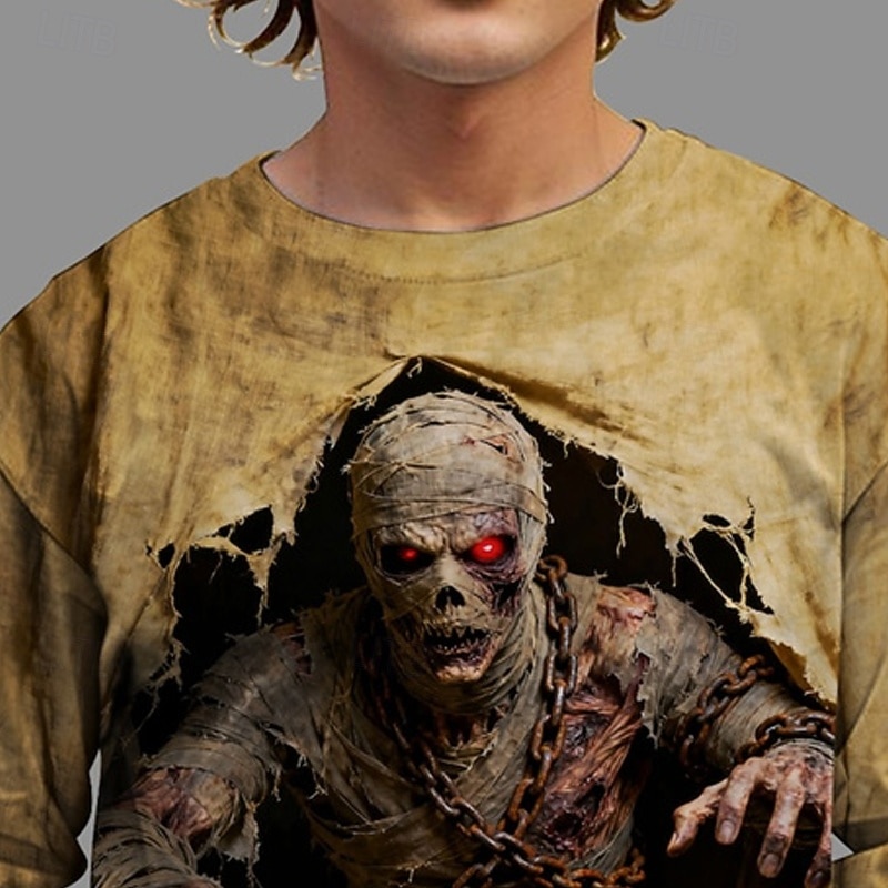 Halloween Pojkar 3D Spöke T-shirt Långärmad Vår Höst Mode Grundläggande Barn 4-12 år Rund hals Utomhus Ledigt Dagligen Normal 2025 - $13.99 –P2