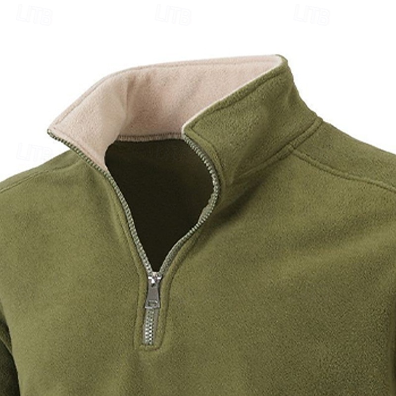 Men's Sweatshirt Fleece Hoodie Quarter Zip Sweatshirt Fleece lined Hoodie Black Army Green Beige Gray High Neck Plain Patchwork Color Block Sports & Outdoor Casual Daily Streetwear Cool Sportswear 2026 - $28.99 –P6