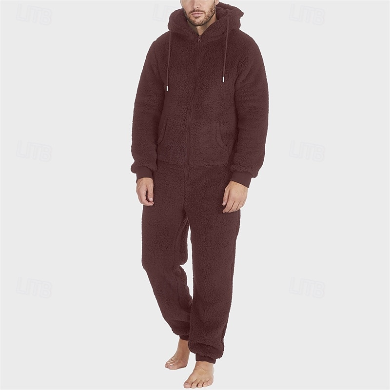 Per uomo Abbigliamento da Casa Bodysuit Pigiami 1 Pezzo Semplice Caldo Moda Elegante Casa Quotidiano Da letto Sherpa Poliestere Calore Termico Comodità Morbido Felpa con Cappuccio Manica Lunga del 2026 a $37.99 –P9