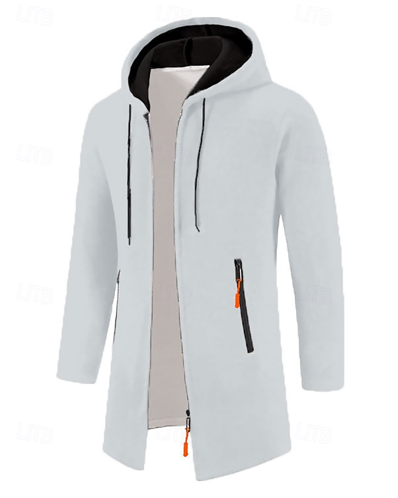 Férfi Felöltő Ballonkabát Hosszú Trench kabát Vakáció Napi Tavasz Tél Poliészter Szélbiztos Melegen tartani Felsőruházat Ruházat Divat Klasszikus Sima Zseb Kapucni Cipzár 2026 - $27.99 –P4