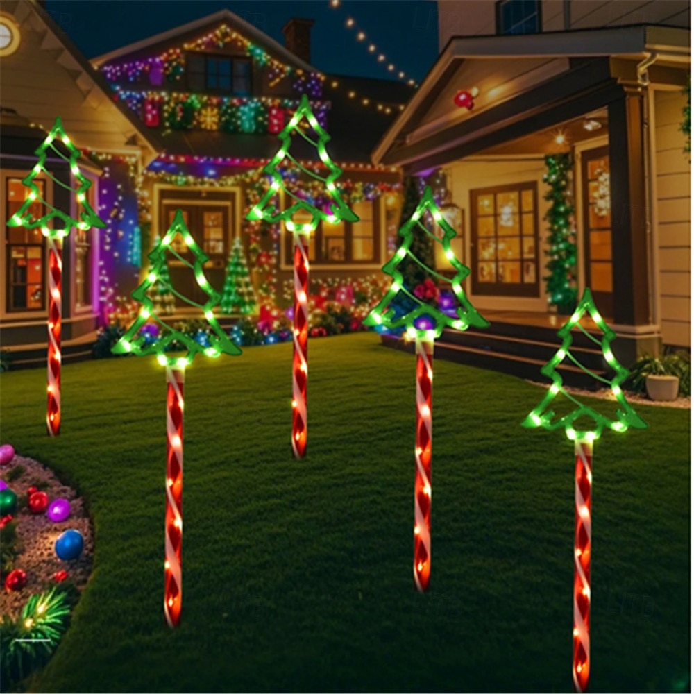 Luces solares para árbol de Navidad con 5 enchufes para insertar en el suelo, luces decorativas para jardín al aire libre, luces festivas para Navidad. 2025 - $18.99 –P1