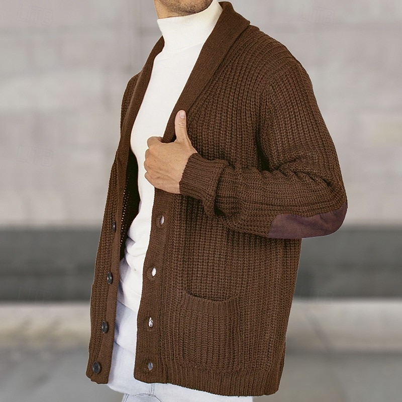 Herren Pullover Strickjacke Gerippt Stricken Normale Oberteile Gestrickt Einfach Schalkragen Urlaub Mode Lässig Alltagskleidung Bekleidung Frühling & Herbst Schwarz Braun M L XL 2026 - $39.99 –P1