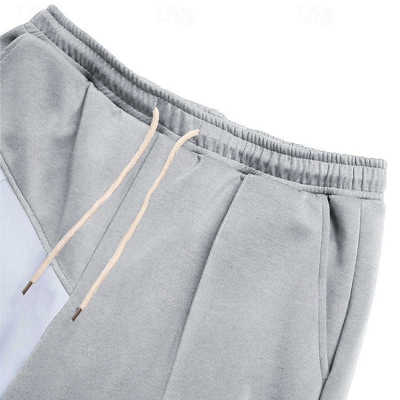 Herren Jogginghose Jogginghose mit weitem Bein Hose Baggy-Hosen Kordelzug Elastischer Bund Gerader Schnitt Farbblock Atmungsaktiv Volle Länge Outdoor Lässig Täglich Mode Streetwear Schwarz Rote 2025 - $18.99 –P7