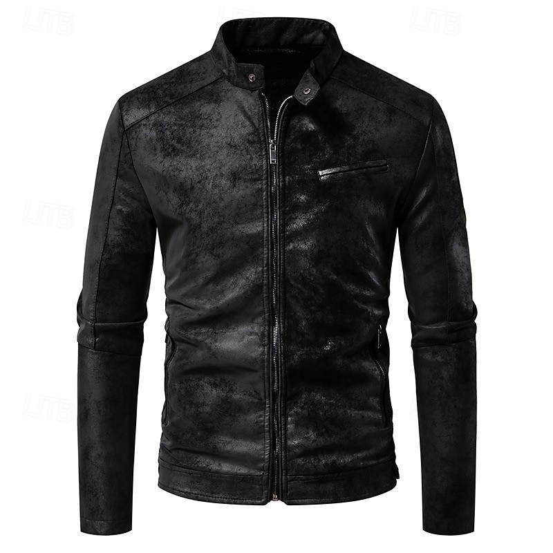 Per uomo Giacca in Ecopelle Giacca da Biker Giacca da Moto Vacanza Quotidiano Antivento Caldo Tasca Autunno Inverno Semplice Moda Classico Collo alla coreana Regolare Nero Marrone Verde Giacca del 2025 a $58.99 –P4