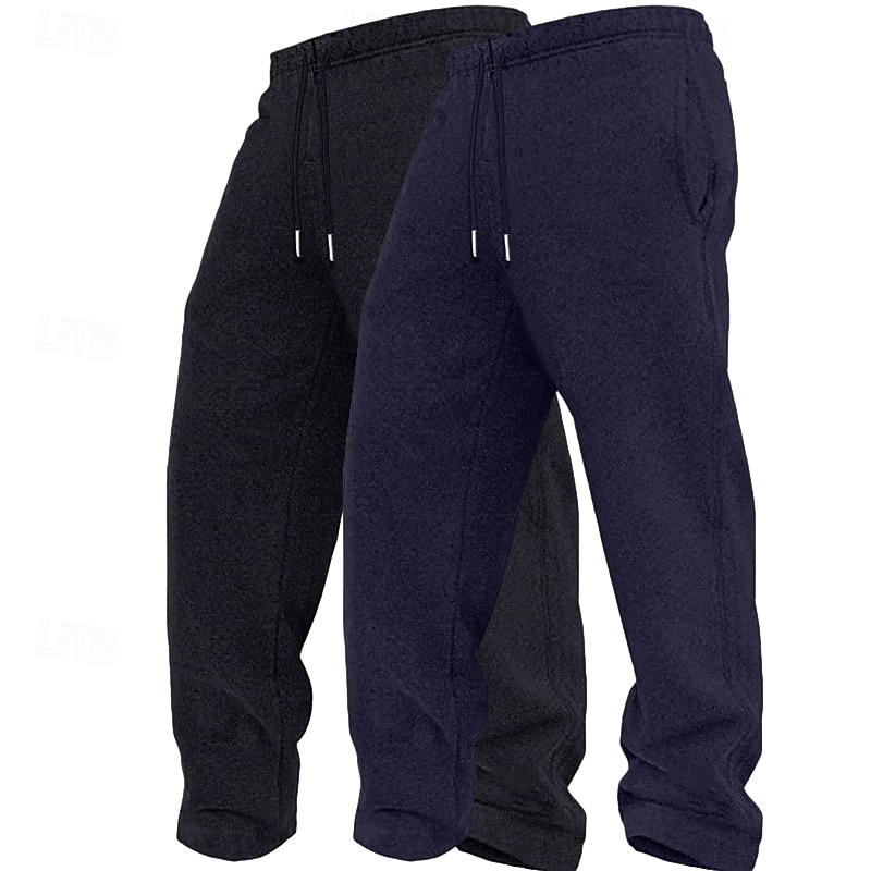 Herr Joggingbyxor Fleecebyxor Långbyxor Casual byxor Träningsbyxor med raka ben Snörning Elastisk midja Flerpack Slät Komfort Varm Fullängd Utomhus Dagligen Utekväll Mode Etnisk Stil Lös passning 2026 - $21.49 –P9