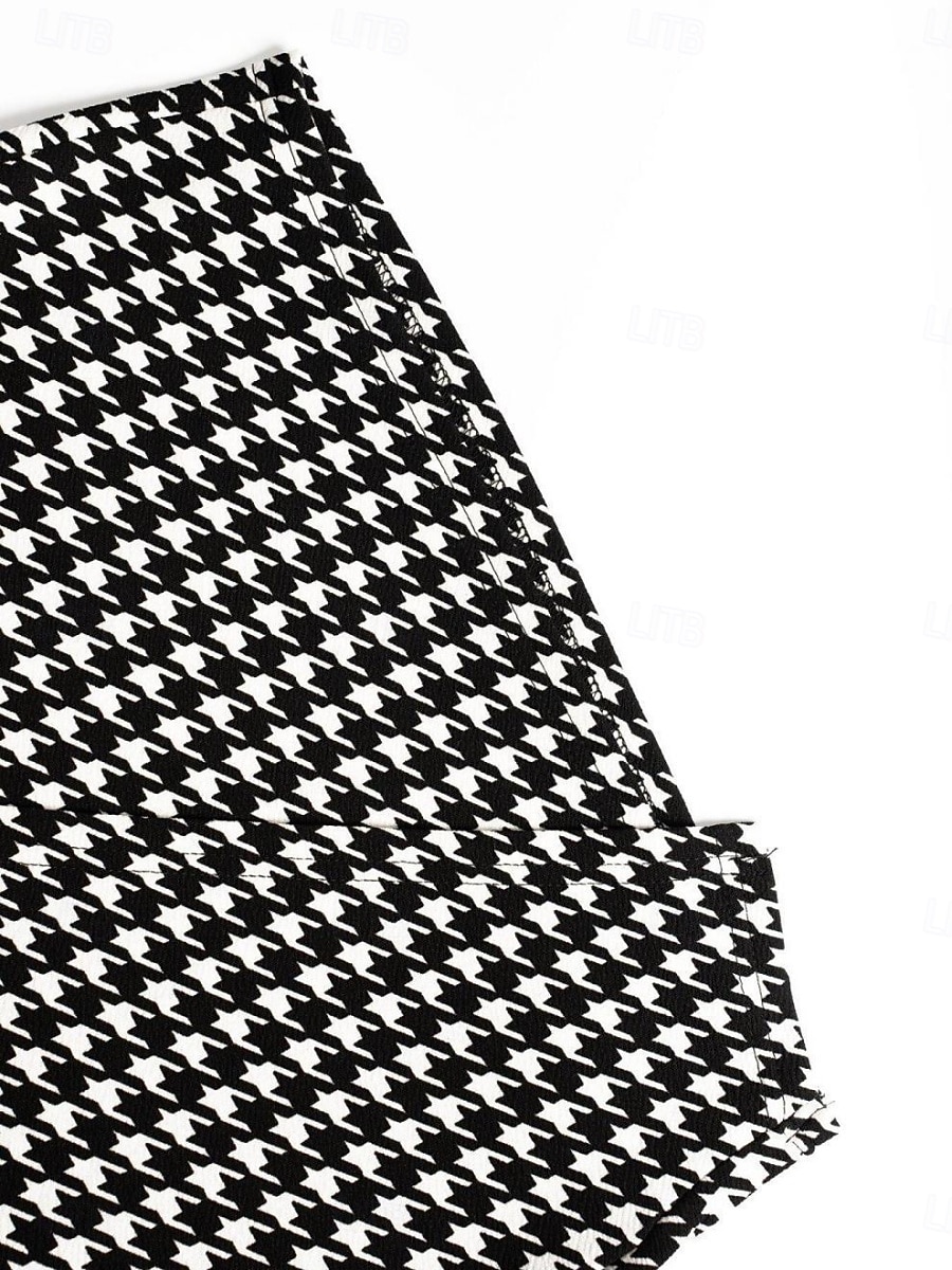 Femmes Jupe Moulant Mode Occasionnel Mini Taille haute Jupes Pied-de-poule Imprimé Micro-Élastique Rue Quotidien Noir Printemps Polyester de 2025 ? $19.99 –P5