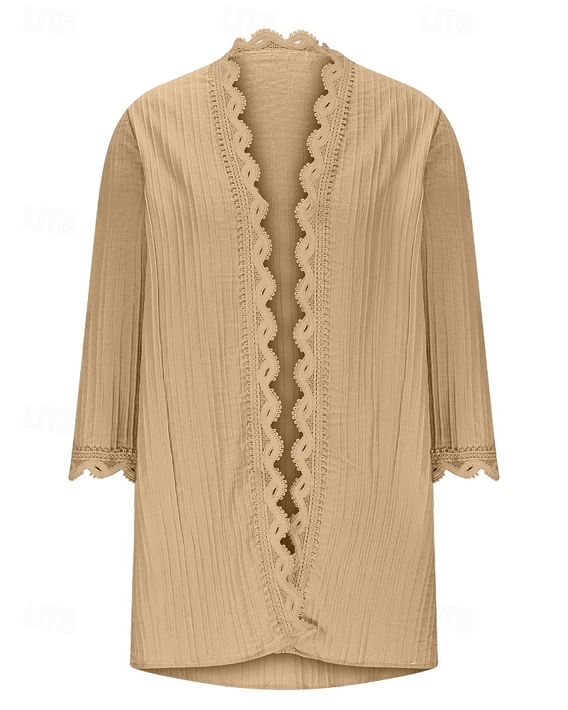 Damskie Sweter Sweter rozpinany Moda miejska Codzienny Jednokolorowe W serek Dzianiny Rękaw 3/4 Zwykłe topy Robić na drutach Święto Wyjściowe Weekend Czerwone wino Czarny Wiosna Jesień 2026 - $10.99 –P7