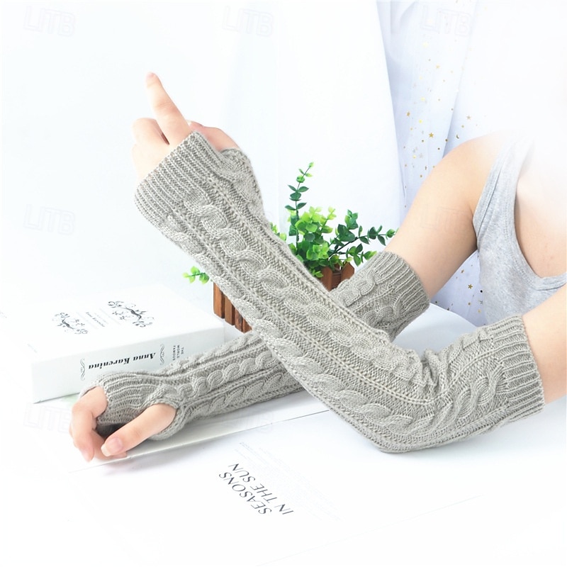 Naisten pitkät talvineulehihat, kynnettömät akryylikäsineet, lämpimät kädettömät neuleet syksyyn ja talveen, pitkät hihanlämmittimet 2026 - $10.99 –P14