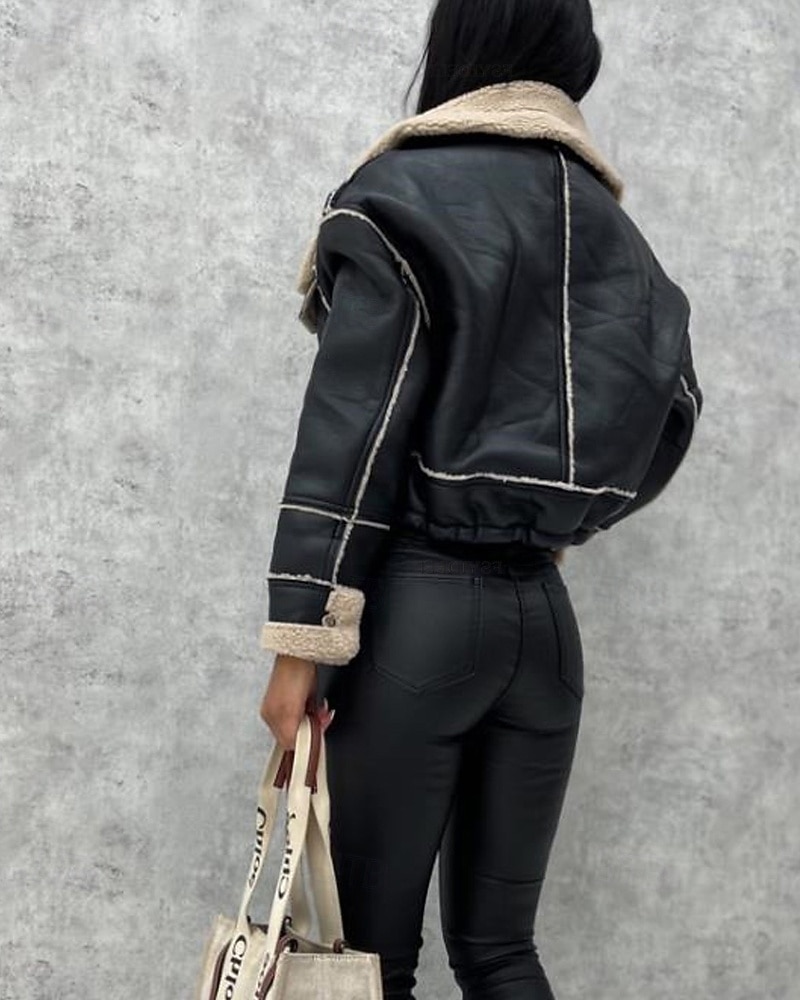 Γυναικεία Jeci Piele Διατηρείτε Ζεστό Άνετο Τσέπη Κουμπιά Καθημερινό Σκέτο Διακοπές Causal Καθημερινά Ρούχα Εξόδου Κοντό Απορρίπτω Κανονικό Μακρυμάνικο Εξωτερικά ενδύματα Μαύρο Χακί Μπεζ 2026 - $59.99 –P3