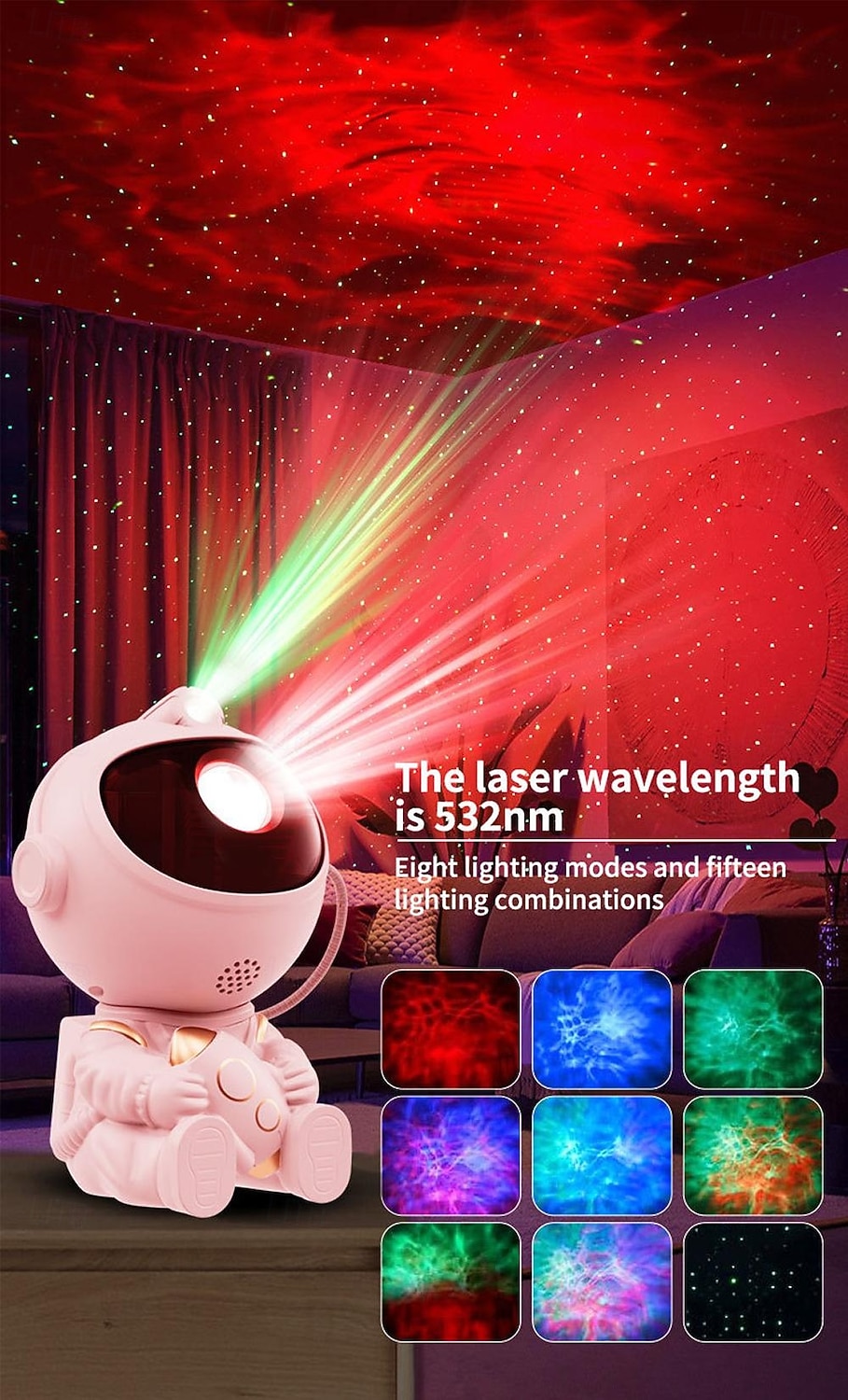 2026年 宇宙飛行士スター投影器子供向けギフト銀河ライト8モードリモコンと270度調整可能なLEDライト寝室女の子の部屋の装飾ホームシアター天井  コレクション – $32.99 –P3