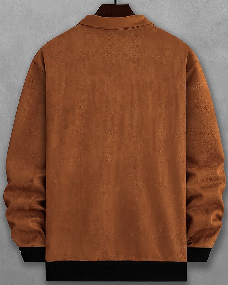 Homme Veste en faux suède Veste Décontractée Vacances Quotidien Chaud Avec Poches Automne Hiver Uni Mode Classique Col montant Régulier Noir Vert Café Veste de 2025 ? $51.99 –P3