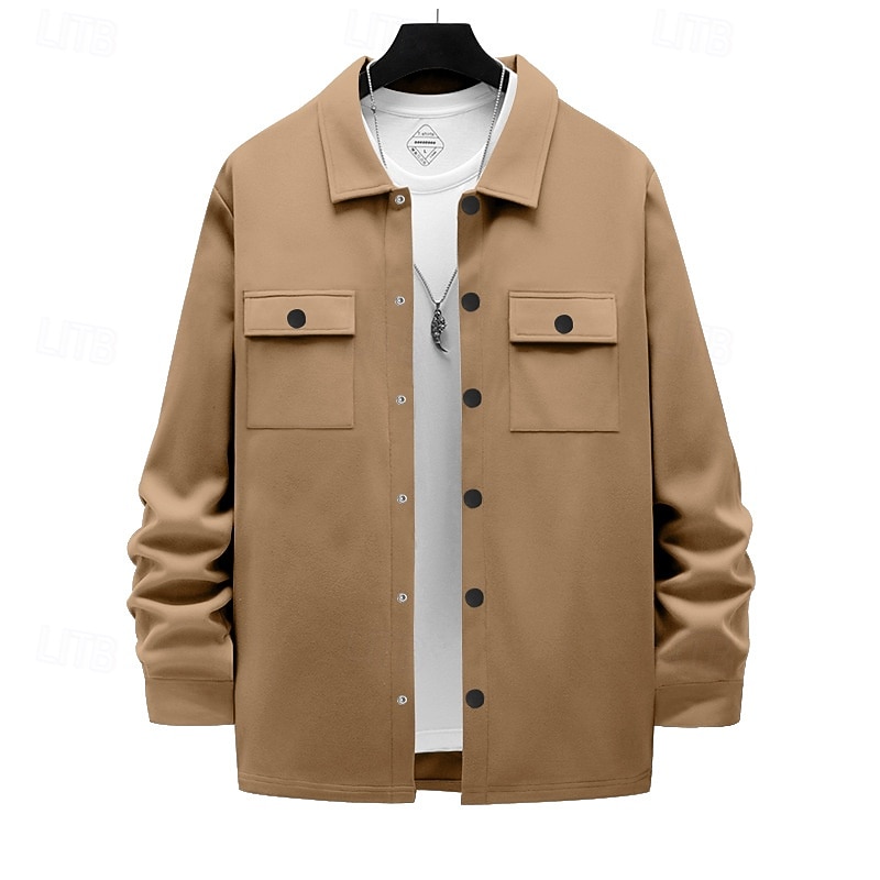 Per uomo Giacca Leggera Giacca Cargo Giacca Casual Vacanza Quotidiano Caldo Tasca Primavera Autunno Semplice Moda Classico Bavero Regolare Nero Rosso Cachi Grigio chiaro Grigio scuro Giacca del 2025 a $24.99 –P3