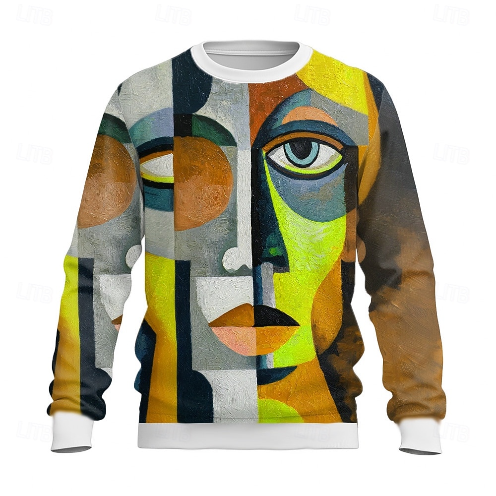 Męskie Abstrakcja Bluzy Codzienny Długi rękaw Półgolf Urlop Impreza Prezent Żółty Czerwony Fioletowy Wycięcie pod szyją 3D Na każdy sezon Projektant S M L XL XXL XXXL 2026 - $28.99 –P5