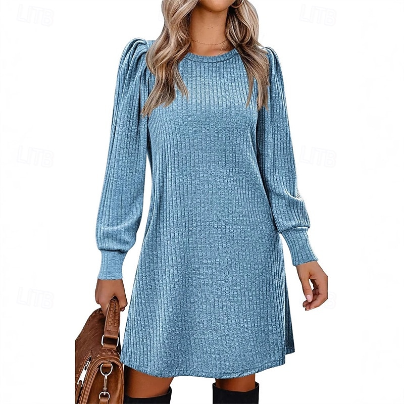 Women's Mini Dress Casual Dress Elegant Fashion Modern Outdoor Daily Going out Regular Fit Plain Long Sleeve Crew Neck Black Pink Red Blue Spring Autumn 2025 - $31.99 –P3