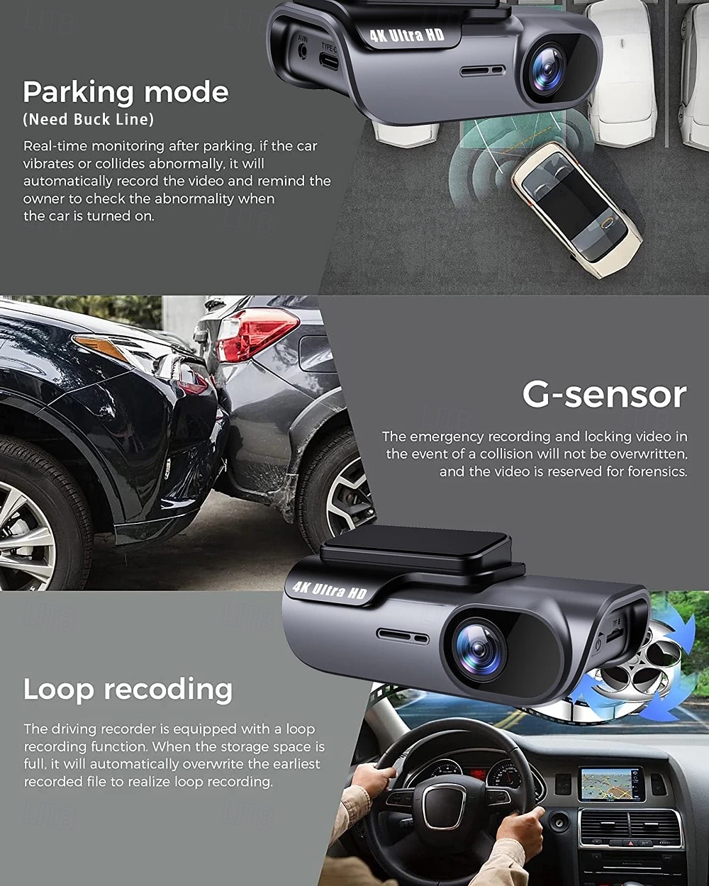 2160P Enregistrement automatique au démarrage DVR de voiture 170 Degrés Grand angle CMOS 4 pouce / Pas d'écran (sortie par APP) Dash Cam avec Vision Nocturne / Enregistrement en boucle / USB-Disk Non de 2025 ? $53.99 –P7
