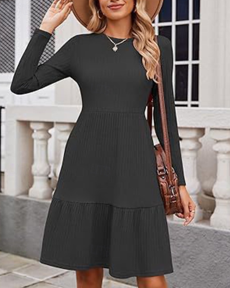 Damen Minikleid Pulloverkleid Freizeitkleid Modern Outdoor Täglich Ausgehen Normale Passform Einfach Langarm Rundhalsausschnitt Wein Braun Grün Grau Frühling Herbst 2025 - $26.99 –P12