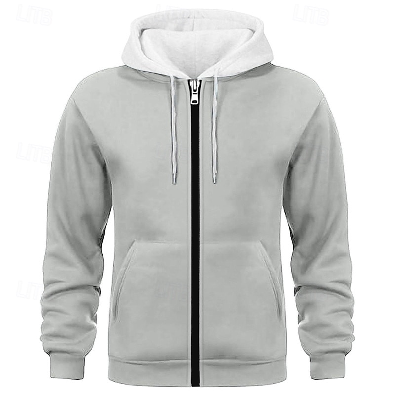 Per uomo Felpa con cappuccio Felpa con cappuccio a zip intera Rosso bordeaux Nero Bianco Blu marino Cammello Con Cappuccio Semplice Patchwork Blocco di colore Sport & Outdoor Casuale Quotidiano del 2025 a $27.99 –P6