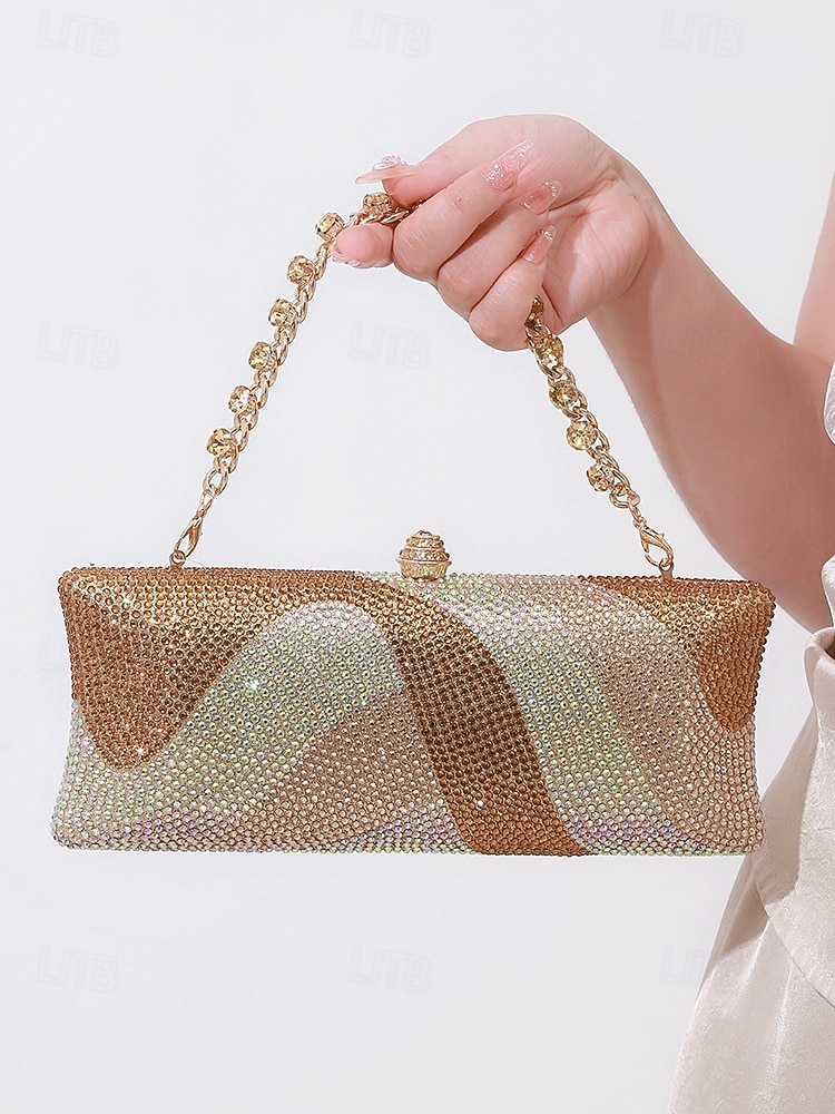 pochette da sera in cristallo da donna con tracolla a catena, borsa di lusso con strass in opzioni multicolore, elegante borsa per matrimoni, cocktail party ed eventi formali del 2026 a $46.99 –P9