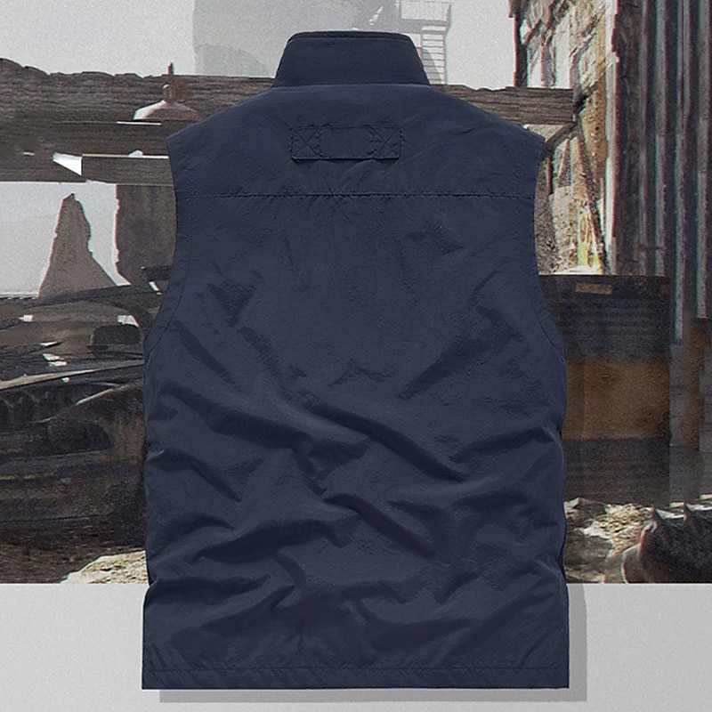 Homens colete ao ar livre Colete colete de pesca Ao ar livre Diário Moda Casual Primavera Outono Bolsos Poliéster Confortável Tecido Zíper Colarinho Chinês Normal Preto Laranja Cáqui Verde Tropa de 2026 por $31.99 –P4