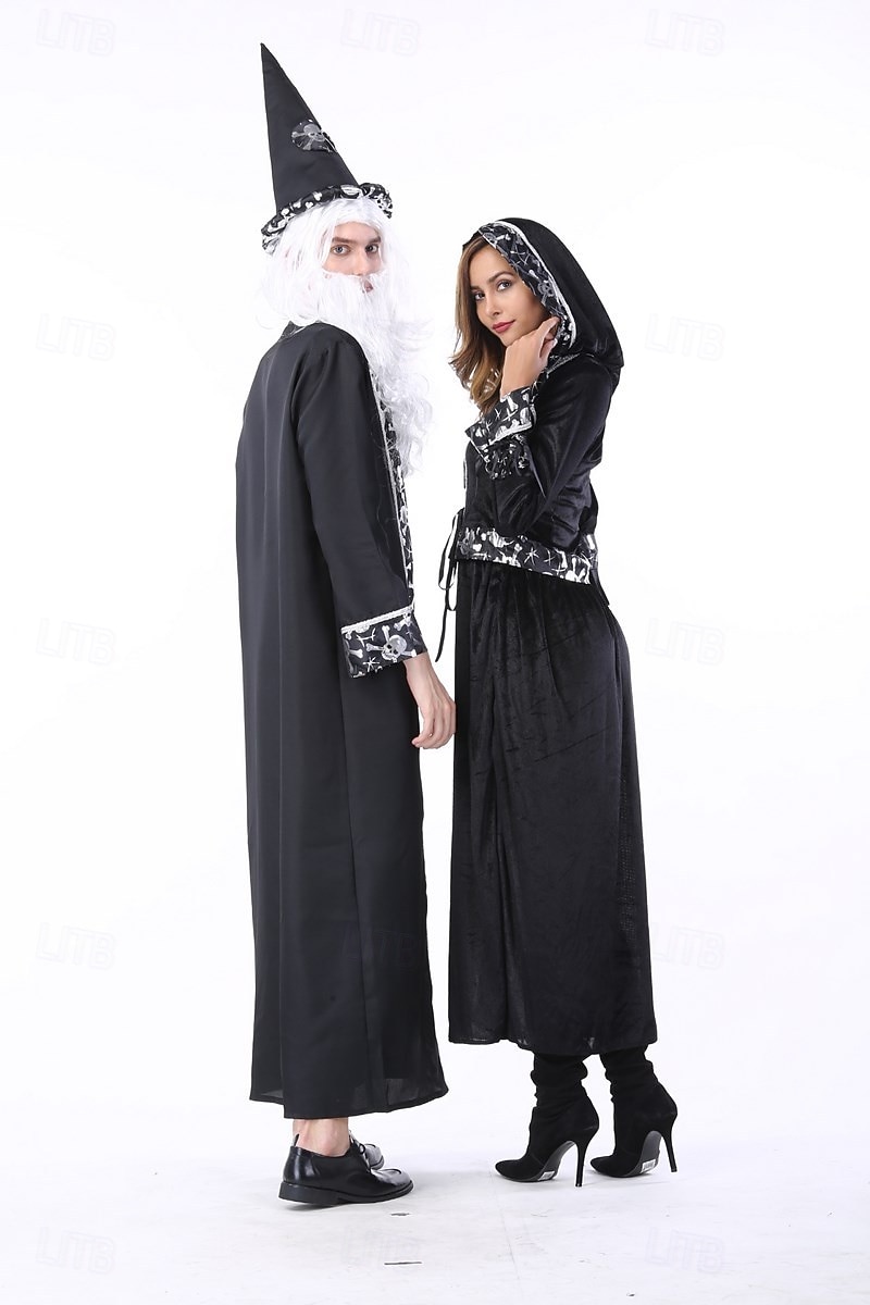 Čerodějnice Čaroděj předvečer Všech svatých Šaty Fancy kostým Kostýmy pro páry cosplay Dospělé Dámské předvečer Všech svatých Karneval Výkon Párty Jednoduché Halloweenské kostýmy Oblékněte se 2025 - $44.99 –P5