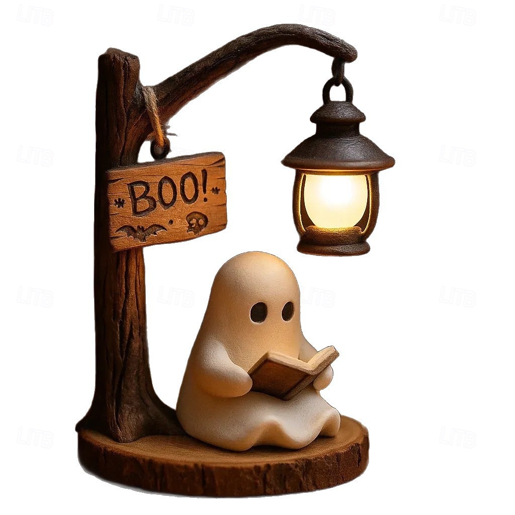Simpatica lanterna da lettura a forma di fantasma - lampada da lettura a forma di fantasma di Halloween in resina 3D con luce calda a LED, lampada da lettura a forma di fantasma, lampada decorativa da del 2025 a $19.99 –P8