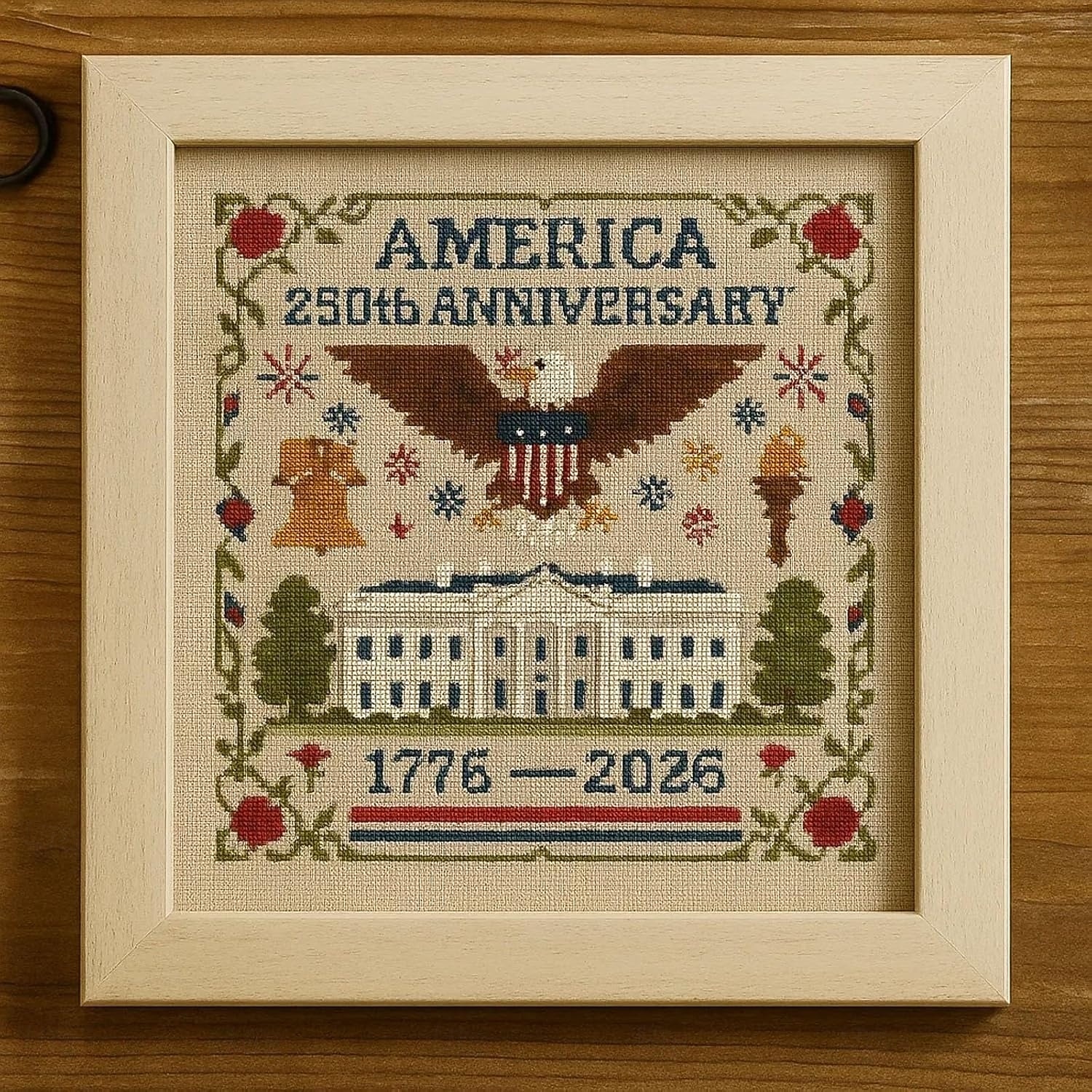 US 250th Anniversary Cross Stitch Kit Personalized Patriotic Cross Stitch Kits Commemorative Embroidery for Beginners Stamped and Counted Style Gifts for Veterans Military Fans 2025 - $10.99 –P5