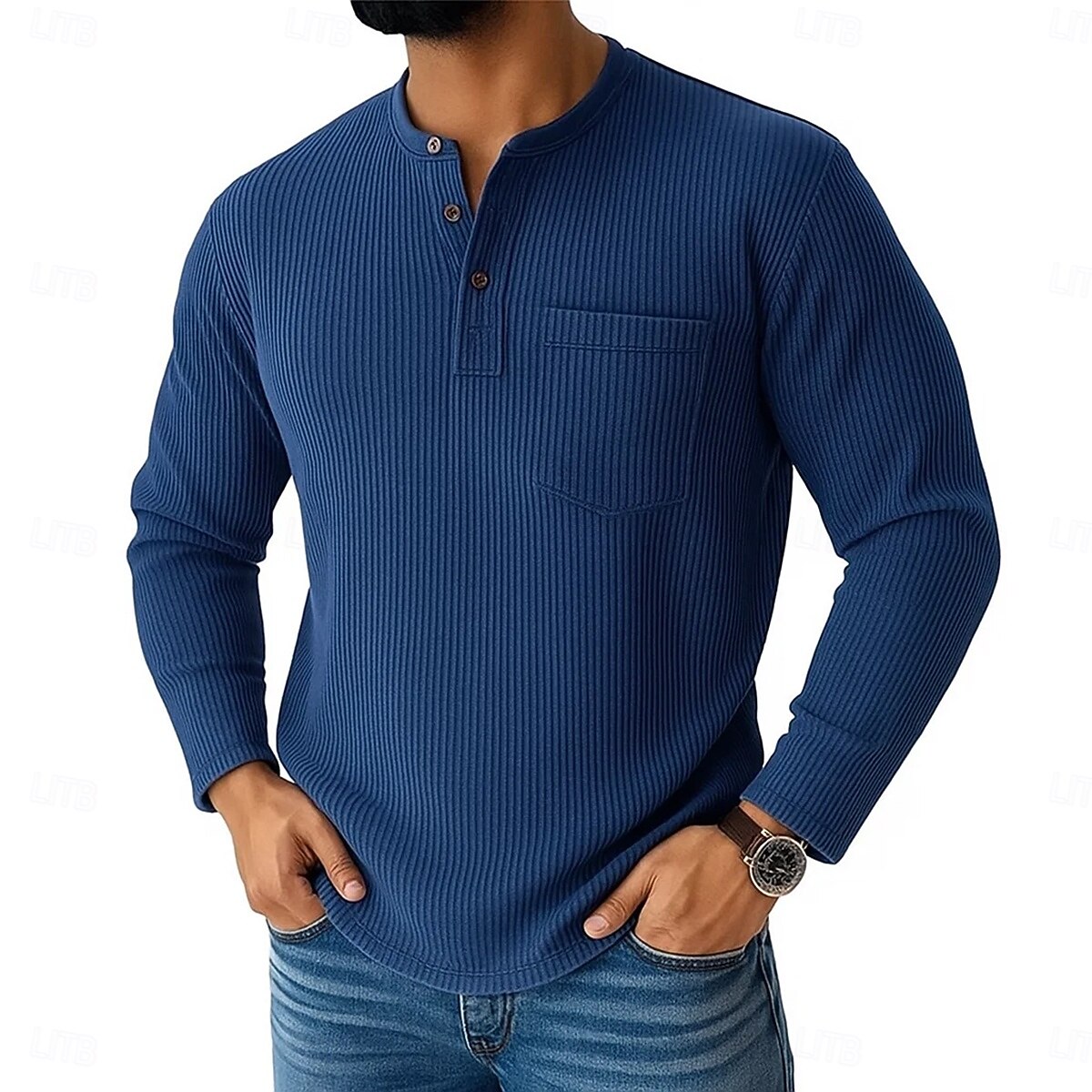 Per uomo Maglietta Camicia di Velluto a Coste Maglietta a Maglia a Coste Camicia a Maniche Lunghe Manica Lunga Henley Primavera Autunno Inverno Semplice Striscia di Fossa Moda Designer Essenziale del 2025 a $20.99 –P6